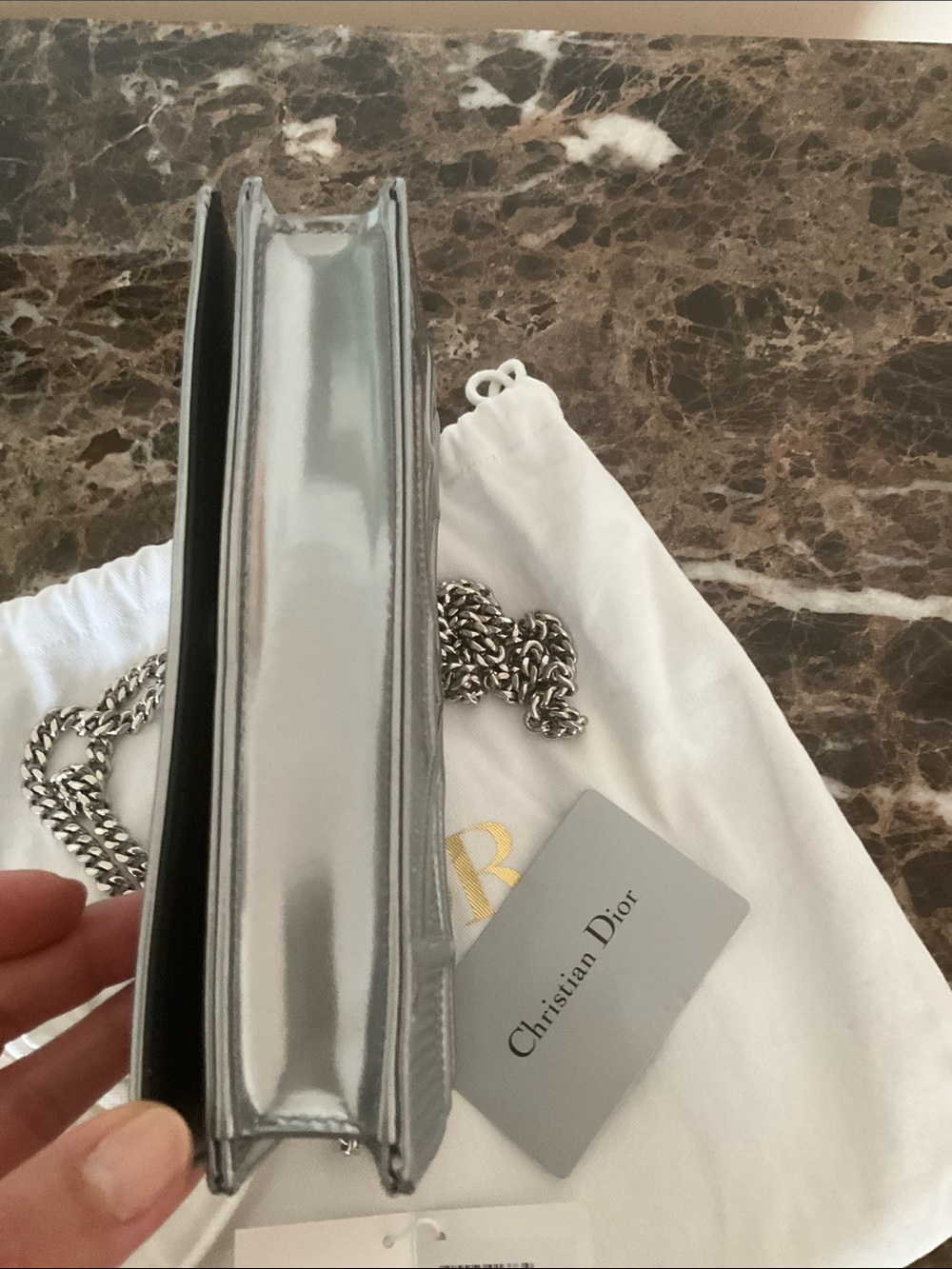 Final Price- No Offers! Christian Dior Diora Silver Calfskin Pouch Clutch - Picture 8 of 12